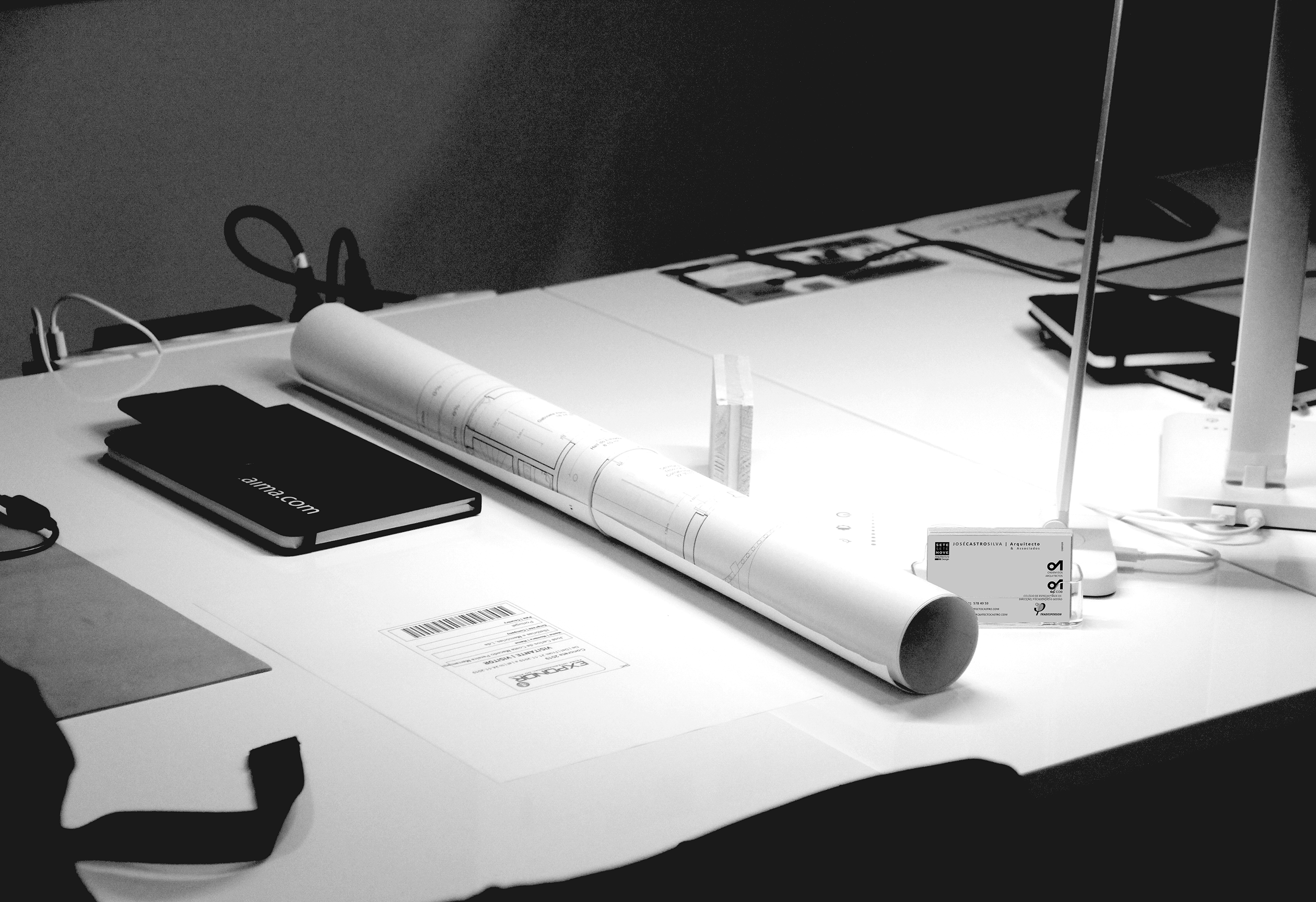 Mesa de trabalho do gabinete de arquitectura